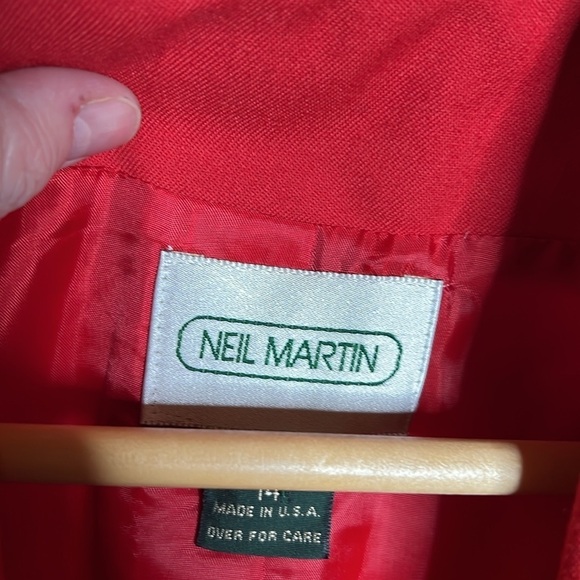 Vintage Neil Martin Red Wool Blend Blazer Women’s Size 14 | Made in USA - Picture 3 of 9